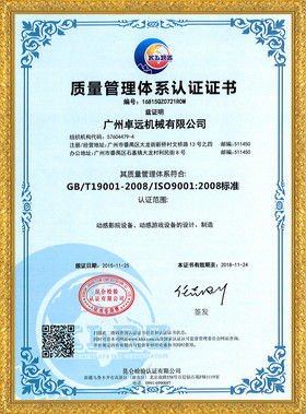จีน Zhuoyuan Co.,Ltd รับรอง
