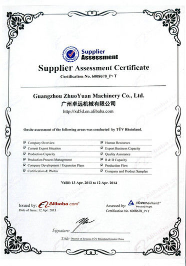 จีน Zhuoyuan Co.,Ltd รับรอง