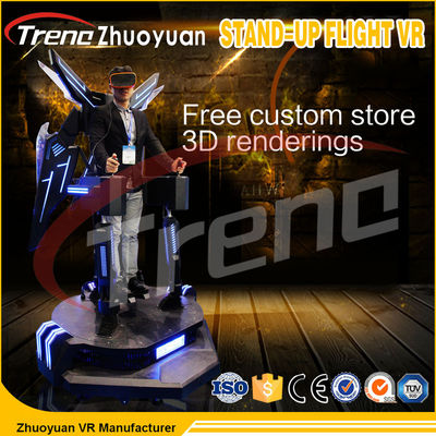 Black Mech Shape Stand Up เครื่องจำลองการบิน VR สำหรับเด็ก / โรงภาพยนตร์ความจริงเสมือนจริง 9D