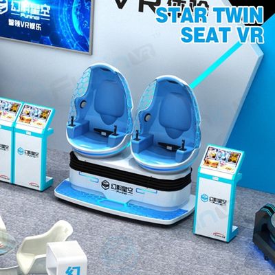 สีฟ้าสีขาวสองที่นั่ง 9D VR Ride Cabin Cinema จำลองเสมือนจริงสำหรับเด็กสวนสนุก