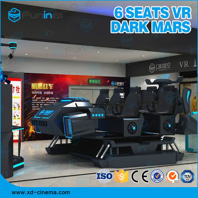 Vr Games 6 ที่นั่งจำลองเสมือนจริง 9D ISO9000 220V ผู้เล่นหลายคนดำ
