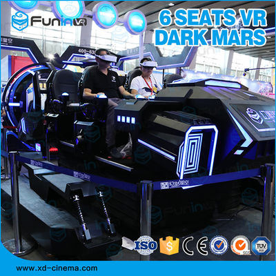 Vr Games 6 ที่นั่งจำลองเสมือนจริง 9D ISO9000 220V ผู้เล่นหลายคนดำ