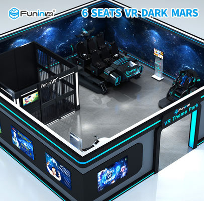 3.8KW 220 โวลต์ 9D VR จำลองรถไฟเหาะ 6 ที่นั่ง VR Dark Mars