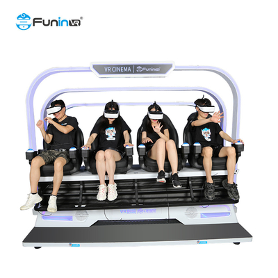 เกมอาร์เคด 9d vr 4 ที่นั่งโรงภาพยนตร์เสมือนจริงจัดหารถไฟเหาะหลาย 4 ที่นั่งจำลอง